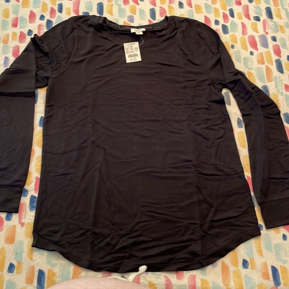 NWT J Crew black crew neck long sleeve super soft t-shirt, Medium